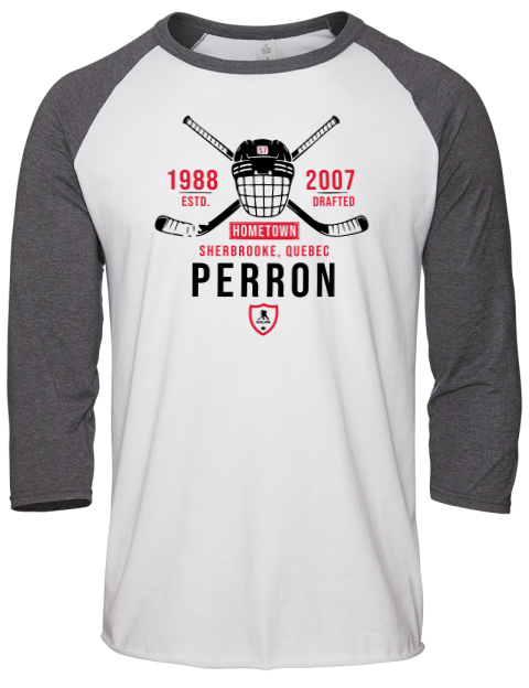 Classic Heritage David Perron Unisex Premium Three-Quarter Raglan T-Shirt | Swagsta