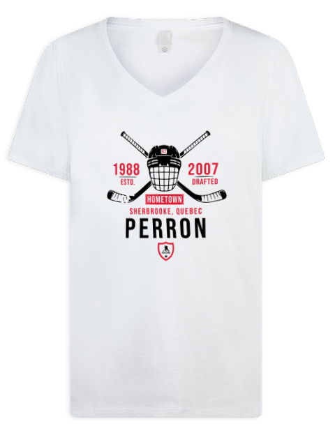 Classic Heritage David Perron Premium Ladies V-Neck T-Shirt | Swagsta