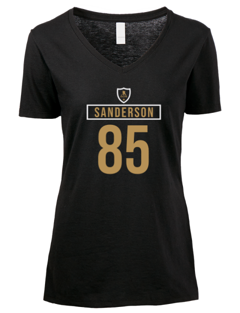 Away Jersey Jake Sanderson Premium Ladies V-Neck T-Shirt | Swagsta