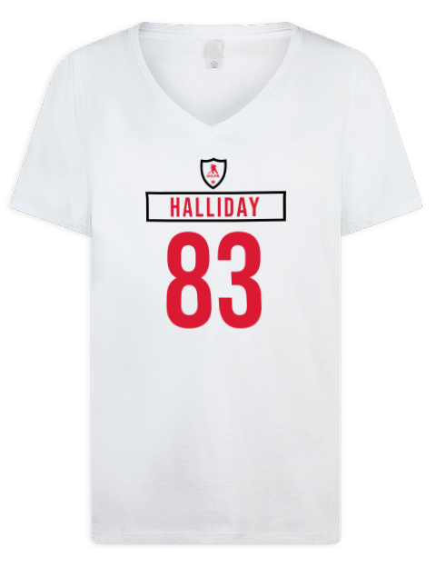 Home Jersey Stephen Halliday Premium Ladies V-Neck T-Shirt | Swagsta
