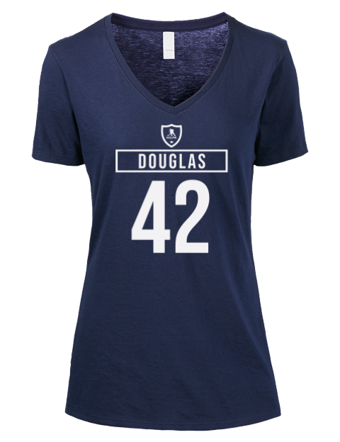Away Jersey Curtis Douglas Premium Ladies V-Neck T-Shirt | Swagsta