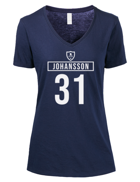 Away Jersey Jonas Johansson Premium Ladies V-Neck T-Shirt | Swagsta