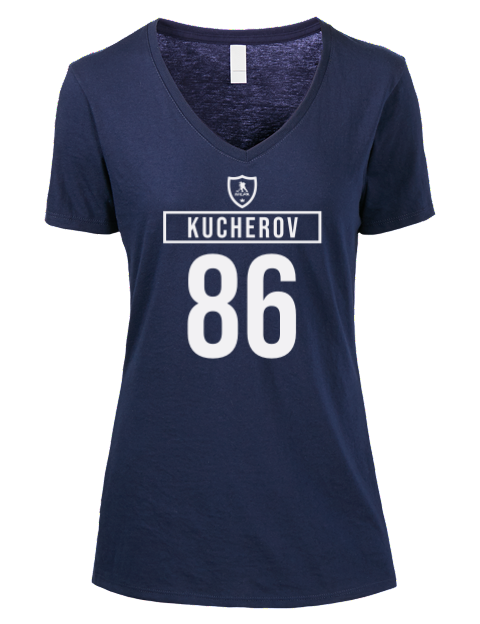Away Jersey Nikita Kucherov Premium Ladies V-Neck T-Shirt | Swagsta