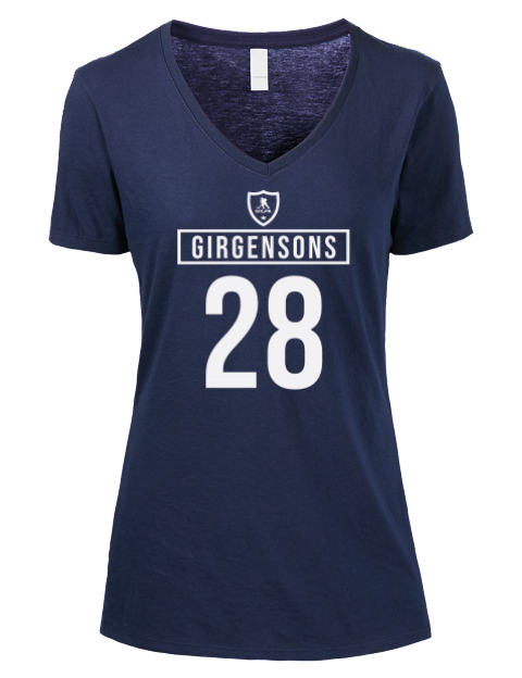 Away Jersey Zemgus Girgensons Premium Ladies V-Neck T-Shirt | Swagsta