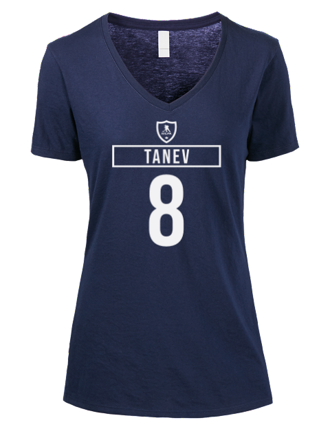 Away Jersey Christopher Tanev Premium Ladies V-Neck T-Shirt | Swagsta