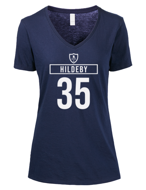 Away Jersey Dennis Hildeby Premium Ladies V-Neck T-Shirt | Swagsta