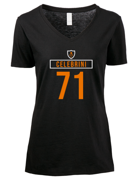 Away Jersey Macklin Celebrini Premium Ladies V-Neck T-Shirt | Swagsta
