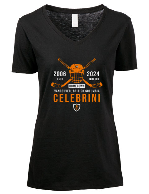 Heritage Macklin Celebrini Premium Ladies V-Neck T-Shirt | Swagsta