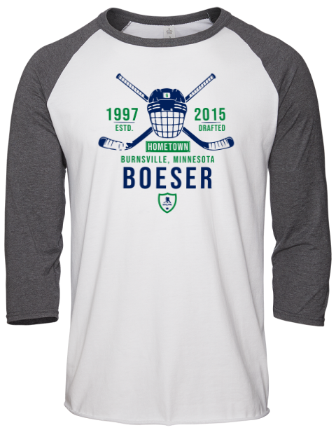 Classic Heritage Brock Boeser Unisex Premium Three-Quarter Raglan T-Shirt | Swagsta