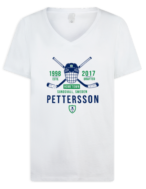 Classic Heritage Elias Pettersson Premium Ladies V-Neck T-Shirt | Swagsta