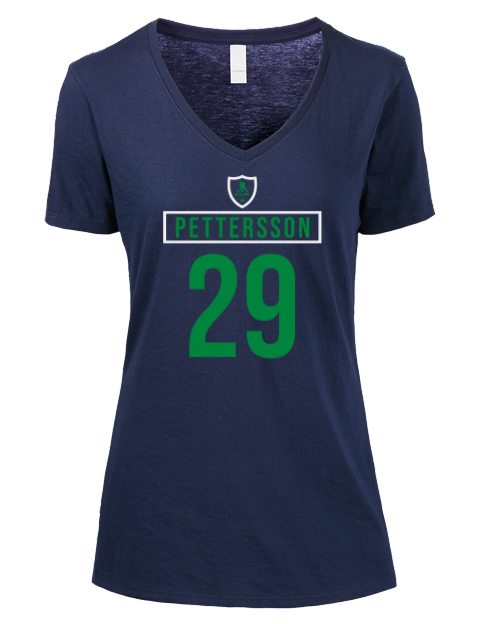 Away Jersey Marcus Pettersson Premium Ladies V-Neck T-Shirt | Swagsta