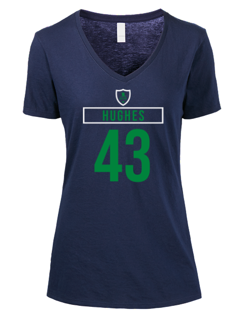 Away Jersey Quinn Hughes Premium Ladies V-Neck T-Shirt | Swagsta