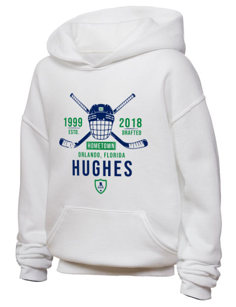 Classic Heritage Quinn Hughes Youth Hooded Sweatshirt | Swagsta
