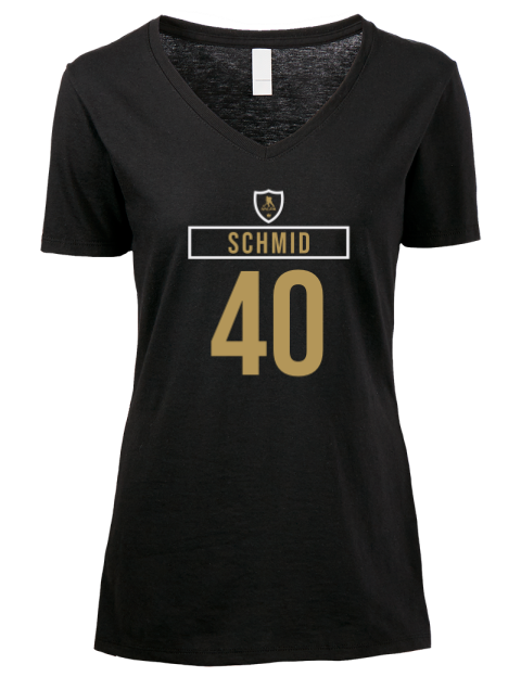 Away Jersey Akira Schmid Premium Ladies V-Neck T-Shirt | Swagsta