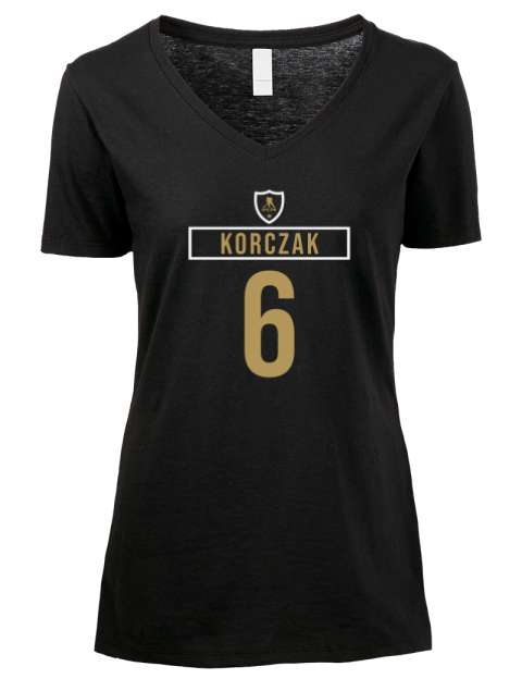 Away Jersey Kaedon Korczak Premium Ladies V-Neck T-Shirt | Swagsta