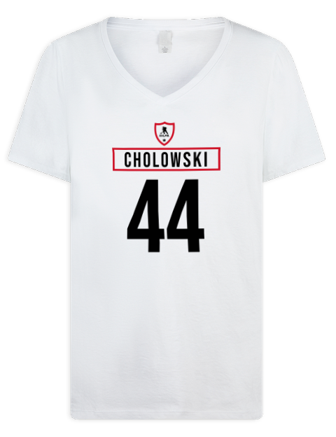 Home Jersey Dennis Cholowski Premium Ladies V-Neck T-Shirt | Swagsta
