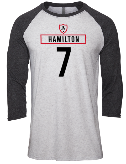 Home Jersey Dougie Hamilton Unisex Premium Three-Quarter Raglan T-Shirt | Swagsta