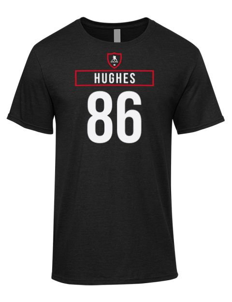 Away Jersey Jack Hughes Premium Ring-Spun Cotton Unisex T-Shirt | Swagsta