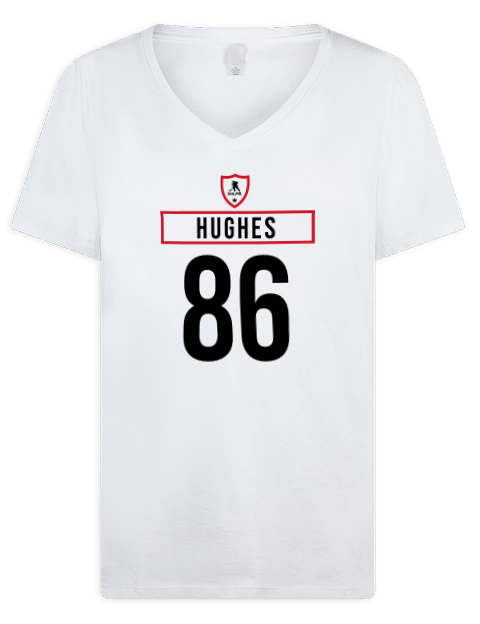 Home Jersey Jack Hughes Premium Ladies V-Neck T-Shirt | Swagsta
