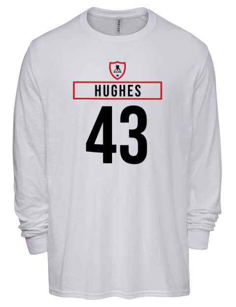 Home Jersey Luke Hughes Men's Premium Blend Long Sleeve-T-Shirt | Swagsta