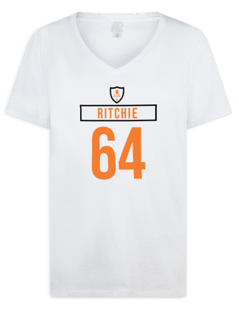 Home Jersey Calum Ritchie Premium Ladies V-Neck T-Shirt | Swagsta