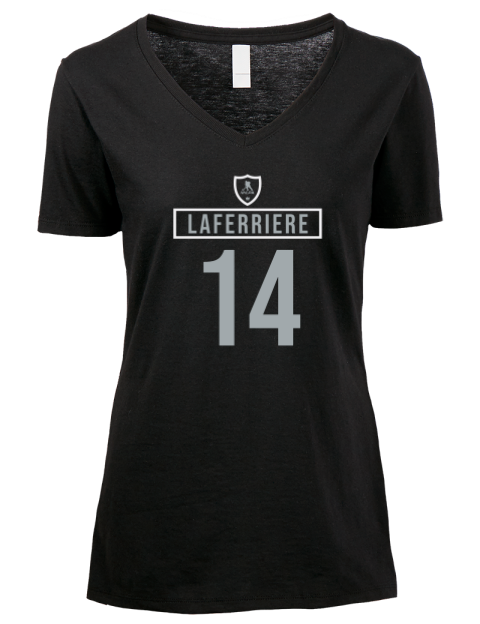 Away Jersey Alex Laferriere Premium Ladies V-Neck T-Shirt | Swagsta