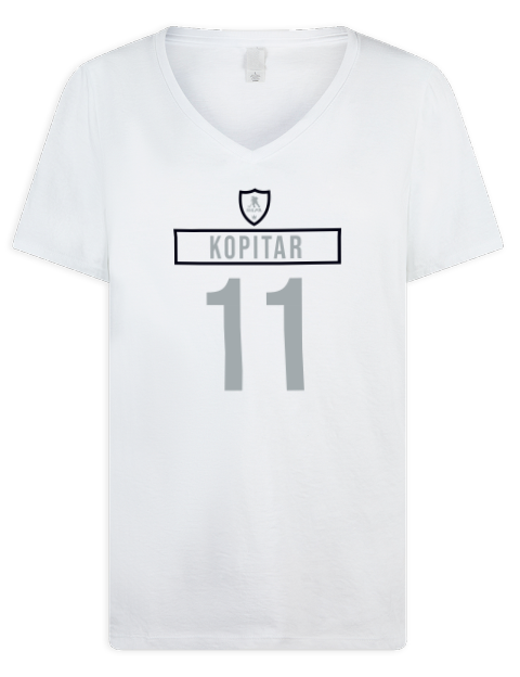 Home Jersey anze kopitar Premium Ladies V-Neck T-Shirt | Swagsta