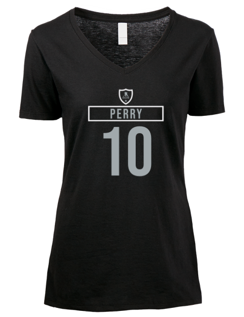 Away Jersey Corey Perry Premium Ladies V-Neck T-Shirt | Swagsta