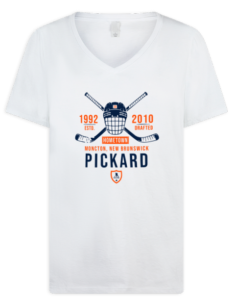 Classic Heritage Calvin Pickard Premium Ladies V-Neck T-Shirt | Swagsta