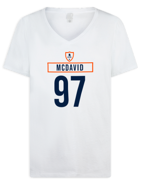 Home Jersey Connor Mcdavid Premium Ladies V-Neck T-Shirt | Swagsta