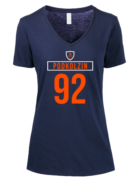 Away Jersey Vasily Podkolzin Premium Ladies V-Neck T-Shirt | Swagsta