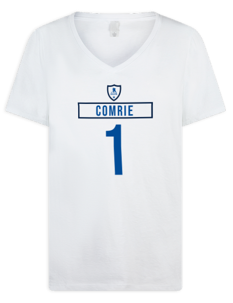 Home Jersey eric comrie Premium Ladies V-Neck T-Shirt | Swagsta