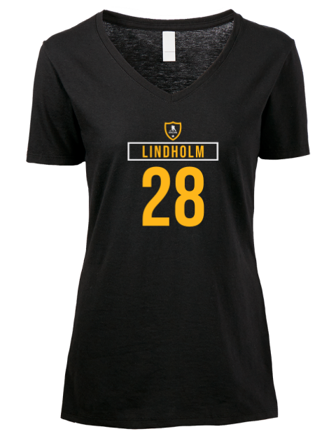 Away Jersey Elias Lindholm Premium Ladies V-Neck T-Shirt | Swagsta