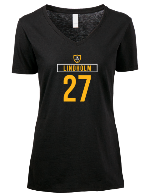 Away Jersey Hampus Lindholm Premium Ladies V-Neck T-Shirt | Swagsta