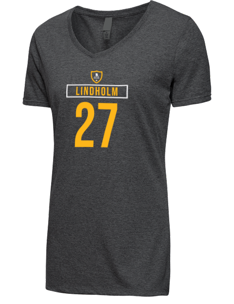 Away Jersey Hampus Lindholm Premium Ladies V-Neck T-Shirt | Swagsta