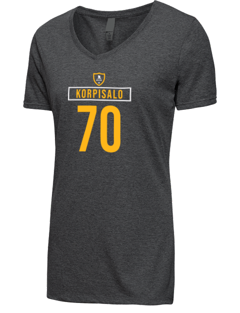 Away Jersey Joonas Korpisalo Premium Ladies V-Neck T-Shirt | Swagsta