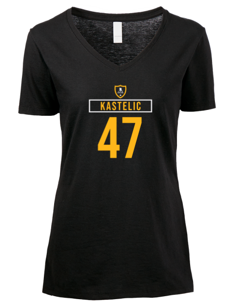 Away Jersey Mark Kastelic Premium Ladies V-Neck T-Shirt | Swagsta
