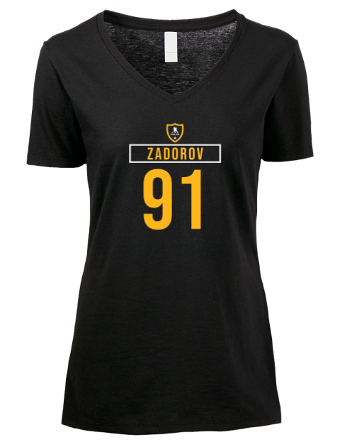 Away Jersey Nikita Zadorov Premium Ladies V-Neck T-Shirt | Swagsta