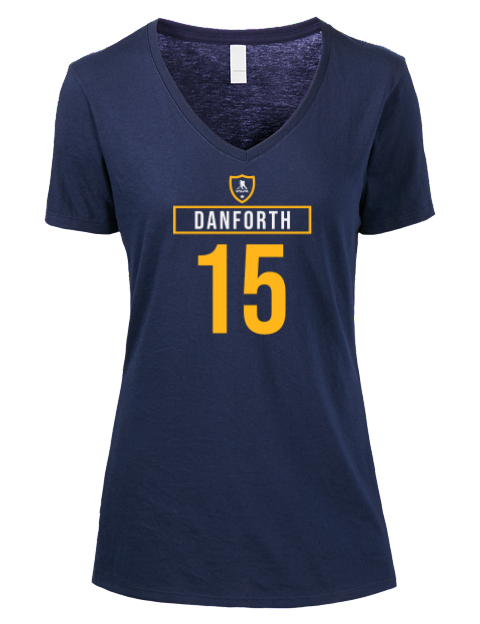 Away Jersey Justin Danforth Premium Ladies V-Neck T-Shirt | Swagsta