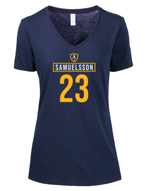 Away Jersey Mattias Samuelsson Premium Ladies V-Neck T-Shirt | Swagsta