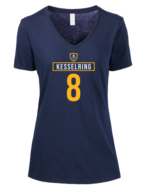 Away Jersey Michael Kesselring Premium Ladies V-Neck T-Shirt | Swagsta