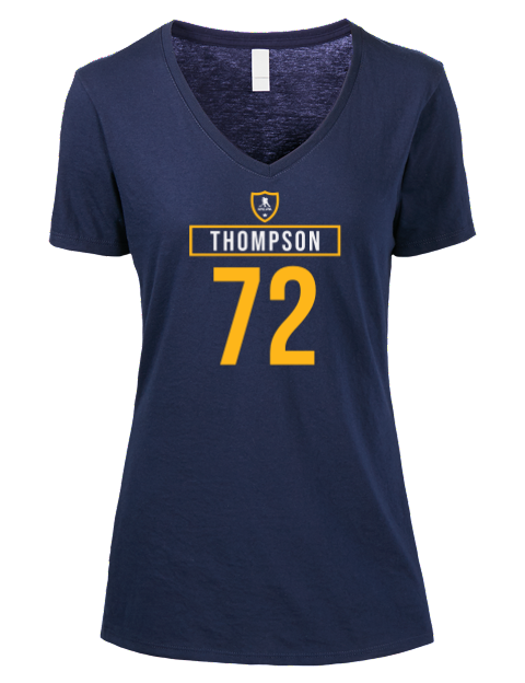 Away Jersey Tage Thompson Premium Ladies V-Neck T-Shirt | Swagsta