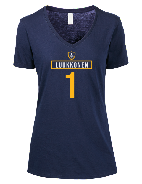 Away Jersey Ukko-Pekka Luukkonen Premium Ladies V-Neck T-Shirt | Swagsta