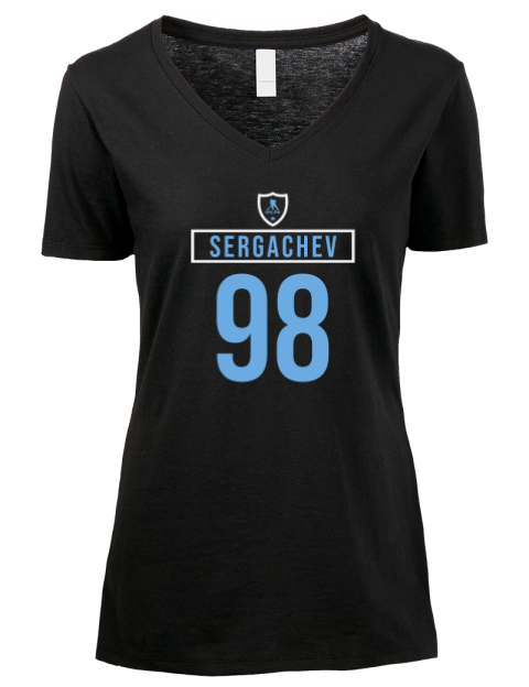 Away Jersey mikhail sergachev Premium Ladies V-Neck T-Shirt | Swagsta
