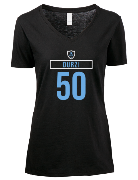 Away Jersey sean durzi Premium Ladies V-Neck T-Shirt | Swagsta