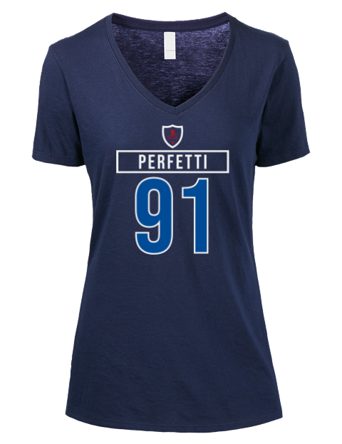 1A Away Jersey cole perfetti Premium Ladies V-Neck T-Shirt | Swagsta