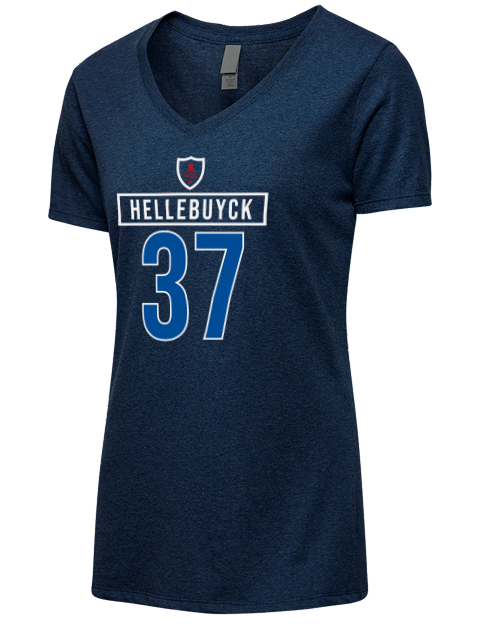 1A Away Jersey connor hellebuyck Premium Ladies V-Neck T-Shirt | Swagsta