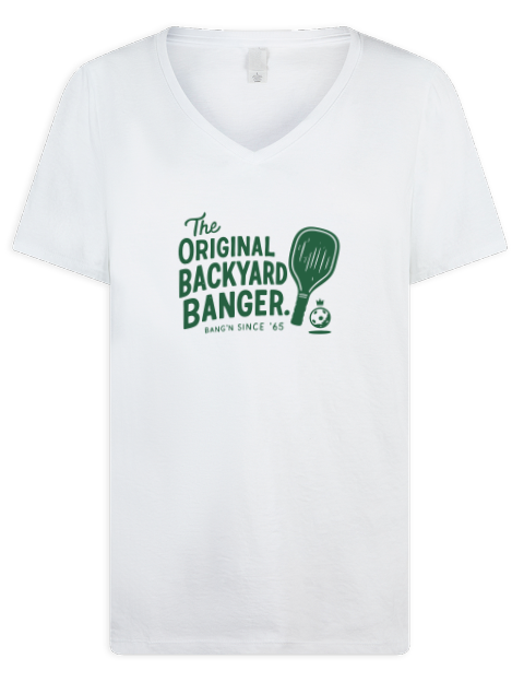 Original Backyard Banger Pickleball Premium Ladies V-Neck T-Shirt | Swagsta