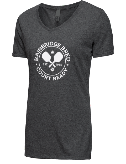 Bainbridge Bred Pickleball Premium Ladies V-Neck T-Shirt | Swagsta