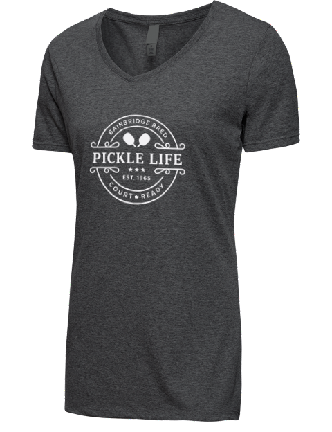 Bainbridge Life Pickleball Premium Ladies V-Neck T-Shirt | Swagsta
